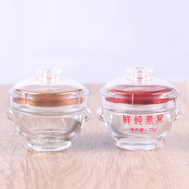 Unique shape clear 50ml 75ml 100ml glass bird nest bottles glass jar for flower glue with metal plastic cap