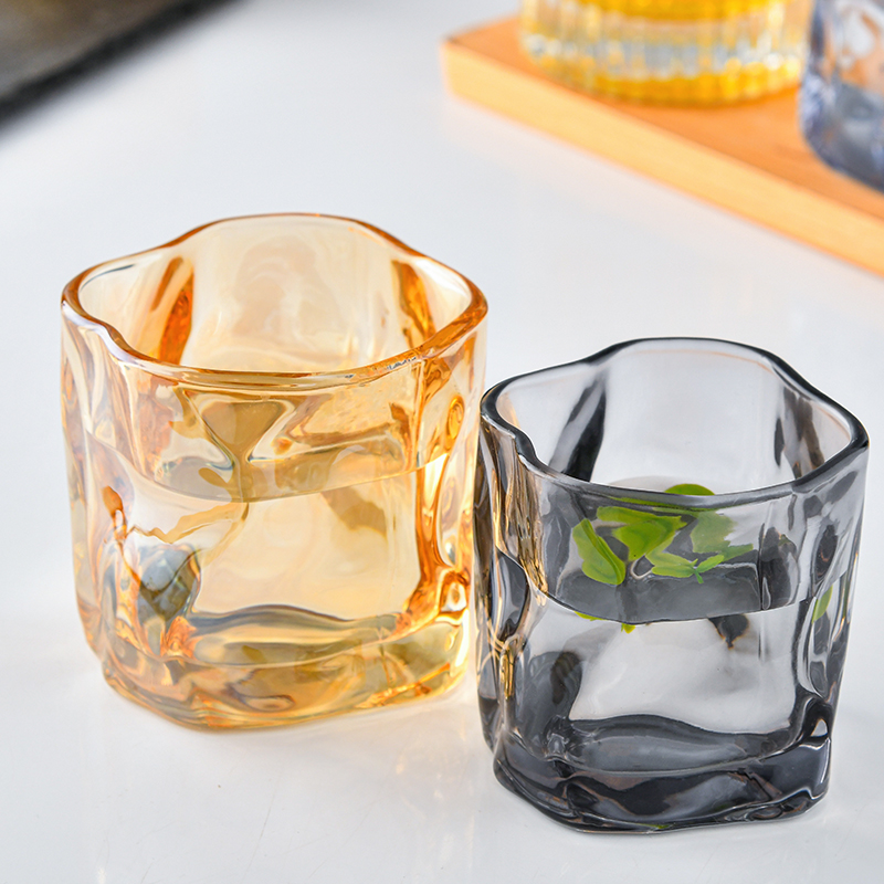 170ml 250ml Household Glass Creative Drinking Cup Origami Twisted Rock glass Cup for Wine Whisky