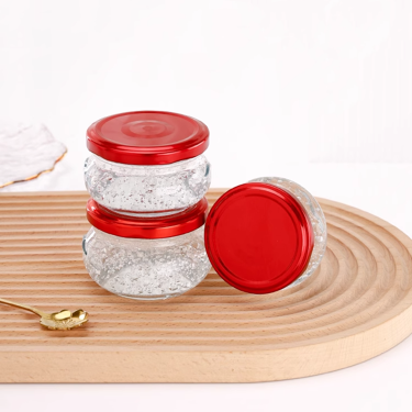 Kitchen Food Grade Wide Mouth 80ml 100ml 150ml 200ml Jam Glass bird nest Jar Bottles With Metal Lid