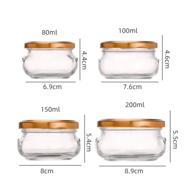 Kitchen Food Grade Wide Mouth 80ml 100ml 150ml 200ml Jam Glass bird nest Jar Bottles With Metal Lid