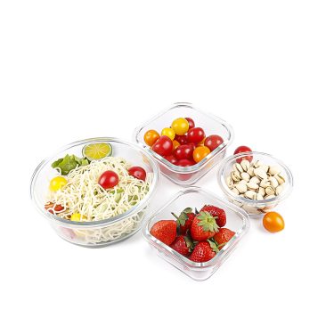 BPA free kitchen home glass glassware food storage containers round or square glass lunch boxes
