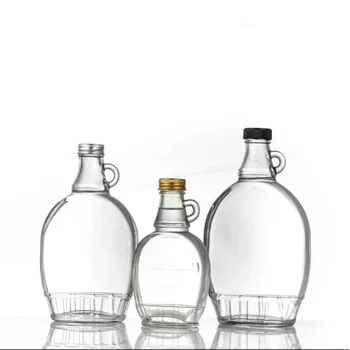 California design flat glass fruit wine bottles liquor syrup bottle 150ml 250ml 375ml 500ml with handle