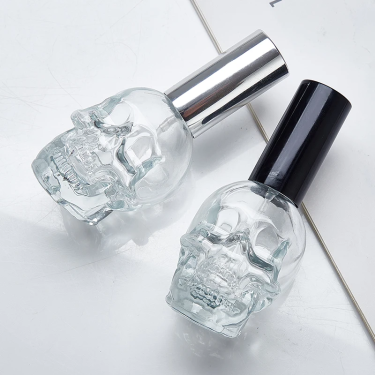 Refillable 50ml Mini Clear Skull Shaped Empty Glass Perfume Spray Bottle With Cap