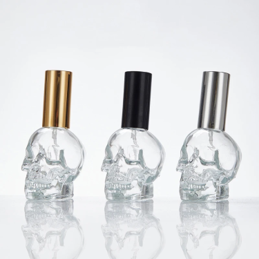 Refillable 50ml Mini Clear Skull Shaped Empty Glass Perfume Spray Bottle With Cap