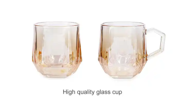 270ml light amber hexagon glass water cup juice milk coffee mug