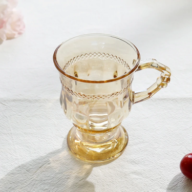 Vintage Tall 150ml Small Size Glass Drinking Cups Water Milk Tea Wine Coffee Beverage Glass Mug with Handle