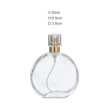 Crystal Flat Round Perfume Bottles 30ml 50ml 100ml Fine Mist Glass Sprayer Perfume Bottles