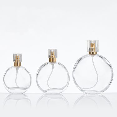 Crystal Flat Round Perfume Bottles 30ml 50ml 100ml Fine Mist Glass Sprayer Perfume Bottles