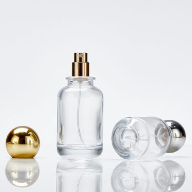 Wholesale 30ml 50ml 100ml round fragrance atomizer bottle glass perfume spray bottle with ball cap