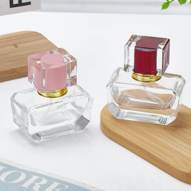 30ml Portable Transparent Square Flat Thick Bottom Fine Mist Spray Perfume Refillable Glass Bottle