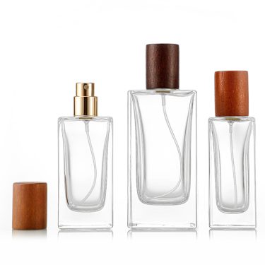 30ml 35ml 50ml 100ml High Quality Transparent Square Thick Bottomed Glass Perfume Bottle with Color Lid