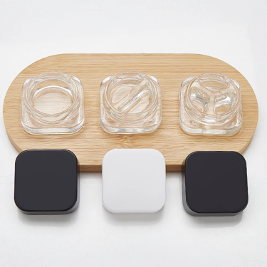 9g Small Square Clear Glass Concentrate Container Eye Cream Jar Cosmetic Glass Jar with Plastic Cap