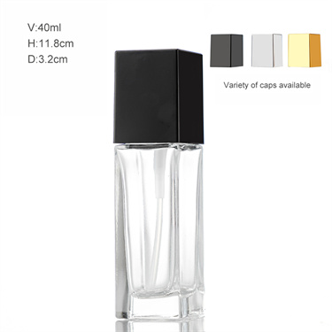 15ml 20ml 30ml 40ml low moq clear square thick bottom glass perfume bottle with multi color cap