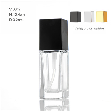 15ml 20ml 30ml 40ml low moq clear square thick bottom glass perfume bottle with multi color cap