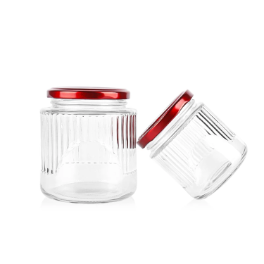 Wholesale 75ml to 490ml Transparent Small Size Vertical Striped Embossed Food Storage Glass Jars Honey Jam Bird’s Nest Glass Jar with Lid