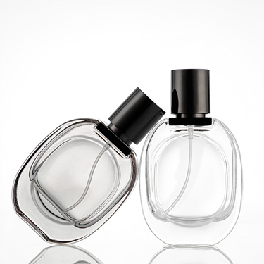 Empty Mini 30ml Frost Clear Grey Glass Spray Perfume Bottle With Black Cap