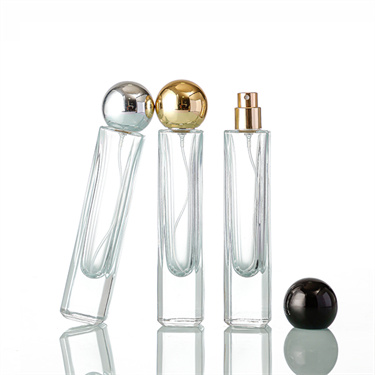 30ml Square Clear Spray Pump Glass Perfume Bottle With Ball Shaped Cap