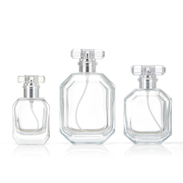 Unique Shape 30ml 50ml 100ml Polygon Spray Fragrance Perfume Glass Bottle with Thick Bottom