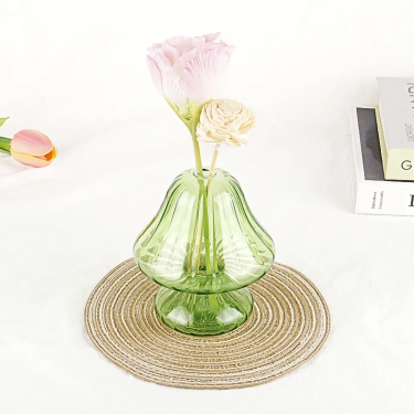 High Borosilicate Glass Material Decorative Mushroom Shape Glass Vase Customized Color Glass Bud Vase