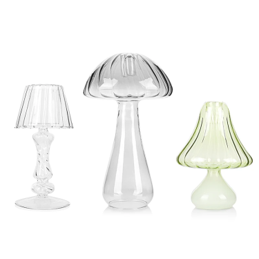 Decorative Mushroom and Lamp-shaped Glass Candle Jars Recycled Candle Holder