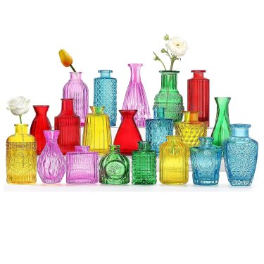 Colorful Glass Bud Vases Small Glass Vase for Flowers