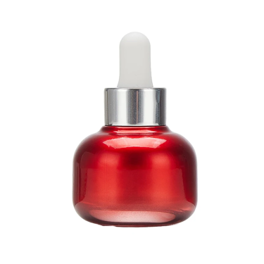 Customize Red Color Round Mini 20ml Cosmetic Serum Glass Drop Bottle For Essential Oil