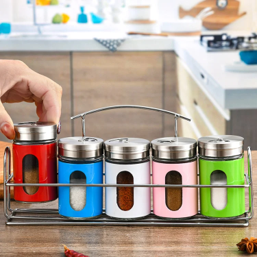 Custom Color Stainless Steel 100ml Multi-functional kitchen glass bottles for Salt Spice Pepper Shaker Wholesale