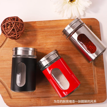 Custom Color Stainless Steel 100ml Multi-functional kitchen glass bottles for Salt Spice Pepper Shaker Wholesale