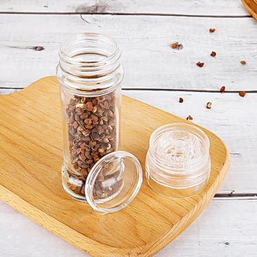 4oz 100ml Transparent Glass Spice Salt Bottle Manual Pepper Mill Grinder With Acrylic Cap