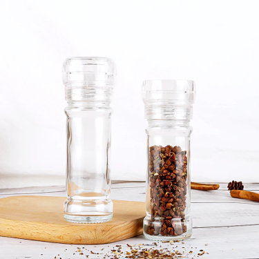 4oz 100ml Transparent Glass Spice Salt Bottle Manual Pepper Mill Grinder With Acrylic Cap