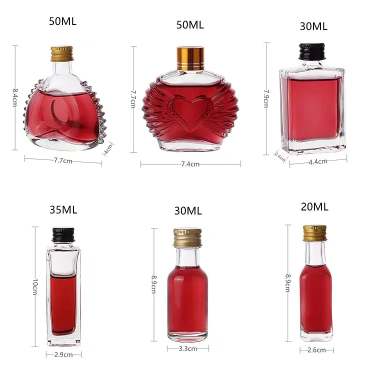 Mini Glass Taste Wine Spirits Bottles Samples 30ml-50ml