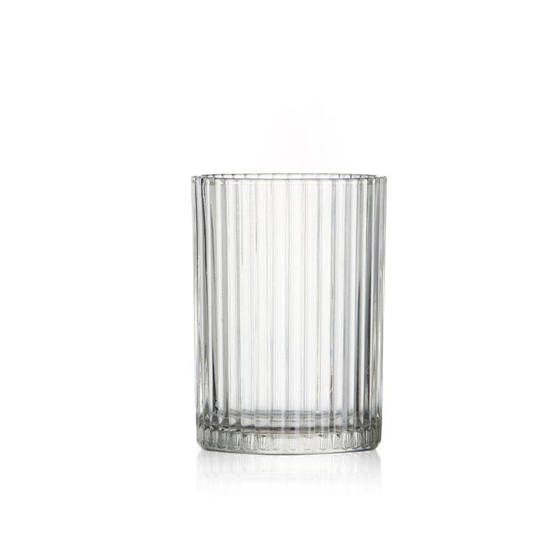 Classic Embossing Glass Cup 250ml stripe design water glass cup