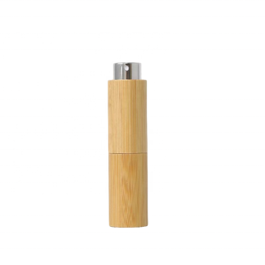 10ml 20ml Custom bamboo wall rotating perfume refillable atomizer spray bottle mini pocket perfume glass bottle