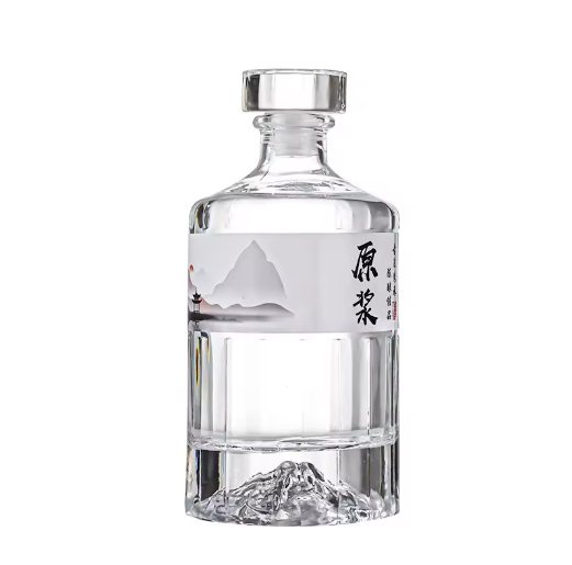 Top Quality Clear Volcano 250ml 500ml High Flint Glass Bottle For Vodka Brandy liquor Wine With Glass Stopper