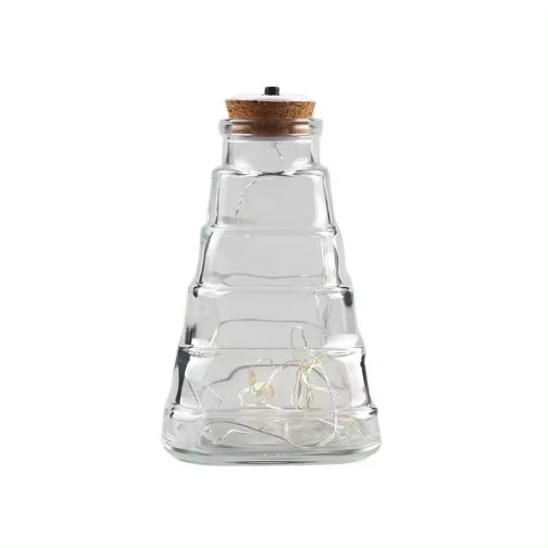 100ml Clear Tree Shape LED Flashing Light Glass Bottle for Home Party Decoration