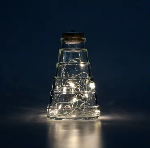 100ml Clear Tree Shape LED Flashing Light Glass Bottle for Home Party Decoration