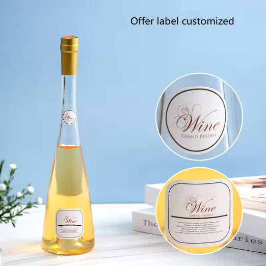 500ml Champagne Glass Bottle Unique Personalized 500ml Circular Cone Shaped Wholesale Glass Juice Bottles