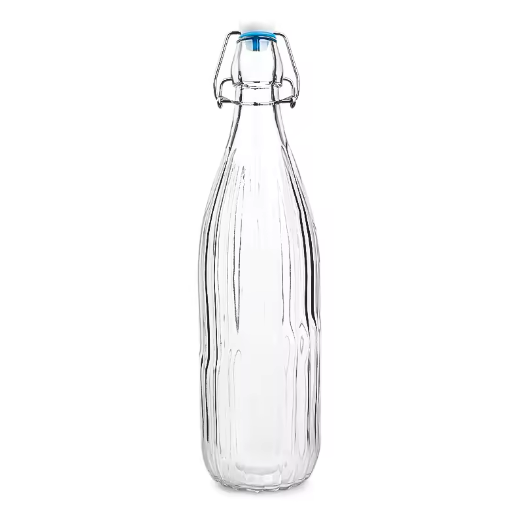 stripe pattern 750ml 1000ml airtight glass drinking bottle for water juice with swing top lid decorative pattern