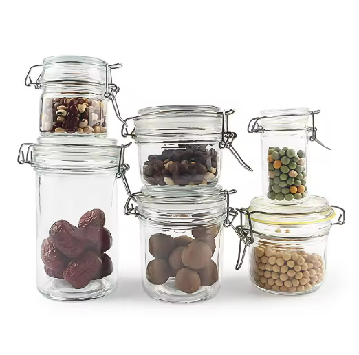 50ml-450ml 4oz small snack storage food storage glass jar honey jar with swing clip top