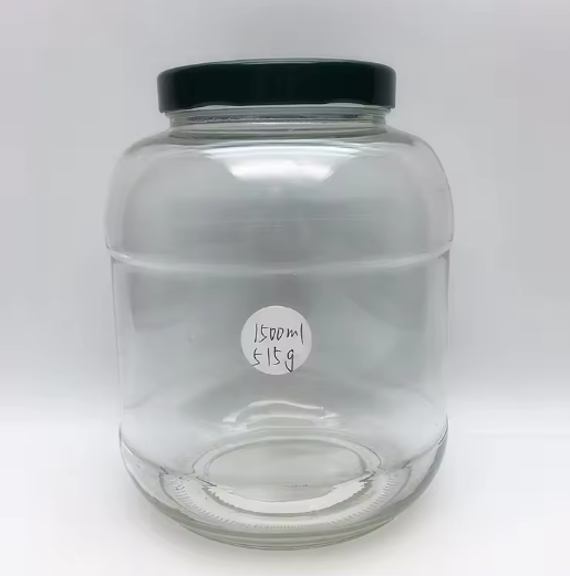 Big Capacity 1500ml Transparent Round Shape Food Storage Glass Jar for Pickle Canned Food with Screw Cap