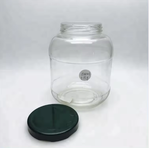 Big Capacity 1500ml Transparent Round Shape Food Storage Glass Jar for Pickle Canned Food with Screw Cap