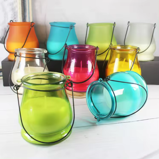 Wholesale hanging candle holder glass jar for home decoration