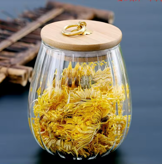 Pumpkin Shape Tea Leaf Candy Storage Glass Jar