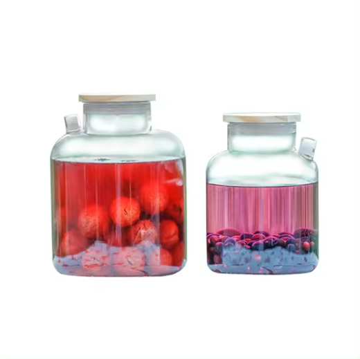 high temperature 1500ml 3000ml vented sealed big brewing wine jars Green plum fruit wine bottle glass kettle