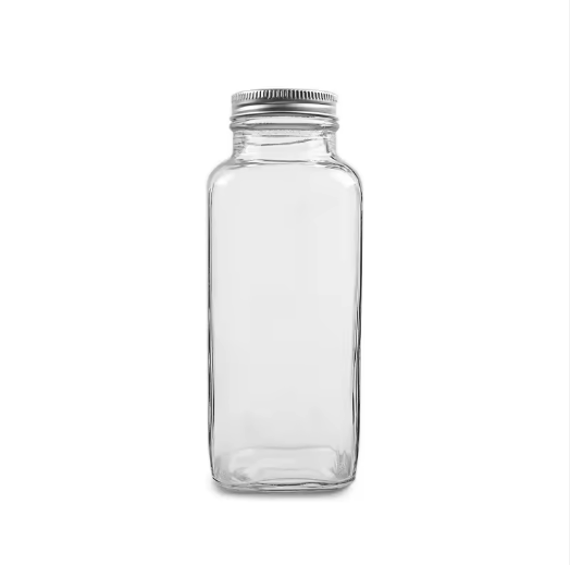 3oz-34oz Empty clear french square milk glass bottle Storage with screw cap