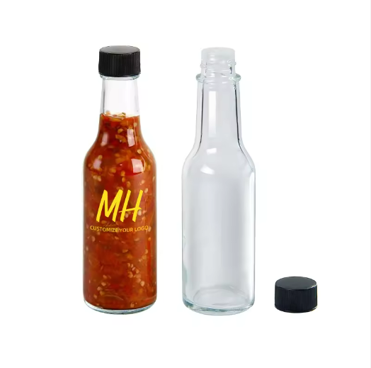 Empty Hot Chili Sauce Glass Bottle for Spice Dressing with Metal or Plastic Lid,100ml 150ml 200ml 250ml 330ml