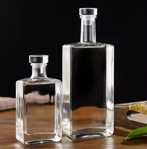 500ml 750ml square wine glass bottle liquor bottle for brandy vodka whisky gin glass bottle