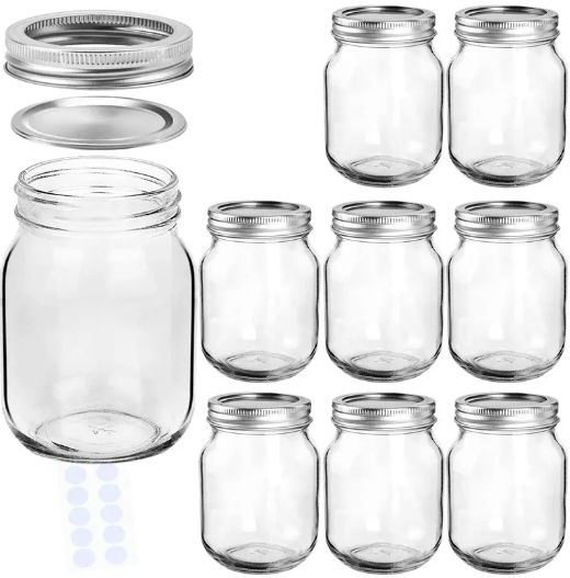 Customized Food Storage 16oz Mason Glass Jars Hot Sale Custom 150ml 300ml 500ml 1000ml glass jars with lids