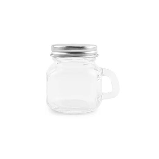 Empty Cheap 50ml Mini Short Clear Glass Mason Jars Mug With Handle