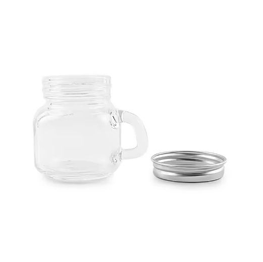 Empty Cheap 50ml Mini Short Clear Glass Mason Jars Mug With Handle